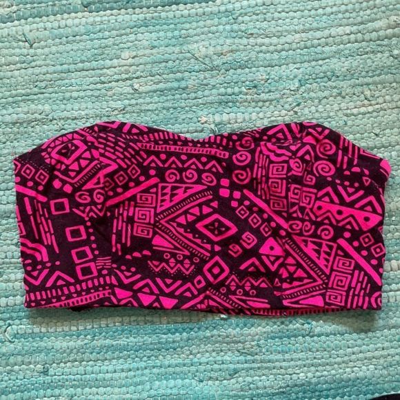 Decree pink Bandeau top, small, abstract / tribal - Picture 12 of 12